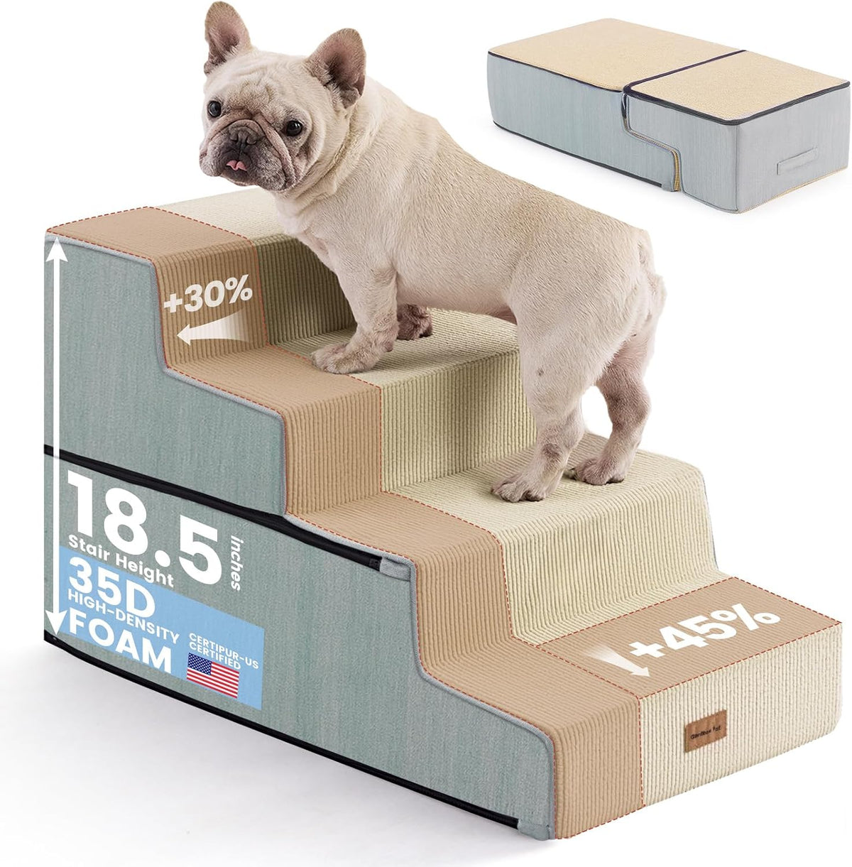 Gardner Pet Dog Stairs for Small Dogs 14" H - Beige / 4.0 / 18"x29.5"x18.5"Extra Wide