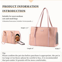 Fashion Dog Purse Pet Carrier Leather Bag for Small Dogs Cats Puppy - Pink - image 2