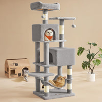 Feandrea Cat Tree, Multi-Level Condo - 59.5 Inches / Light Gray
