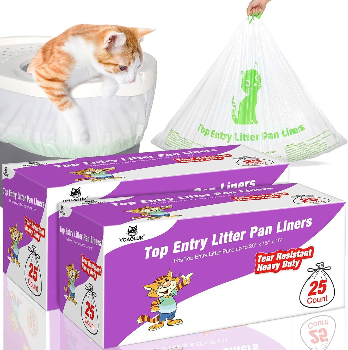 Cat Litter Box Liners Compatible with Top Entry Litter Pans Model - 1 Count (Pack of 50)