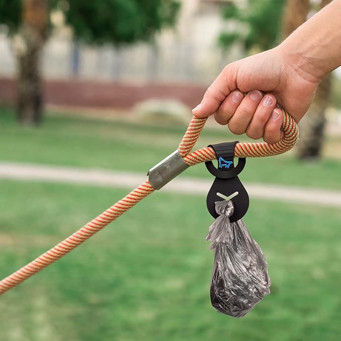 PuppyDoggy Dog Poop Bag Holder for Leash Waste Bag Carrier Dog Poop Bag Dispenser for Walking Running Bicycle Accessory 4 Pieces (Black + Pink)