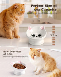 Raised Cat Food Bowl Ceramic 15° Tilted Cat Food Bowls Protect Cat's - Pink Ears / 1 - image 3