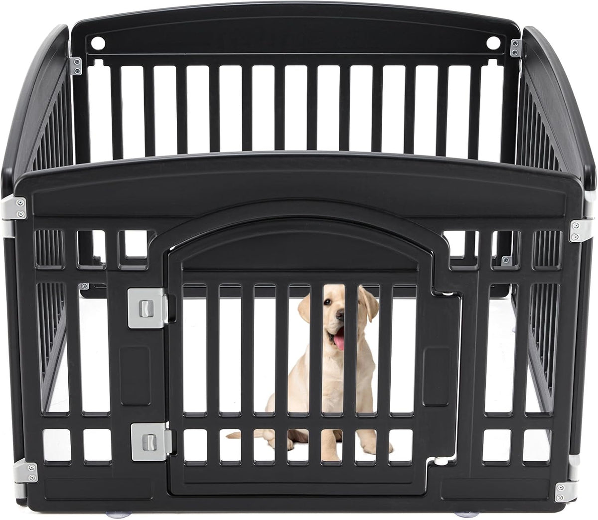 Sweetcrispy Dog Playpen, Plastic Puppy Pet Fence - Basic Black / 4 / 24 Inch
