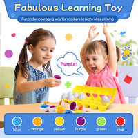 Tinabless Matching Eggs Toys 12 pcs Set Color & Shape Recognition - Yellow - Color & Shape Matching - image 3