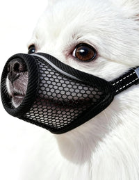 Dog Muzzle, Soft Mesh Muzzles for Small Dogs - Black / L-Snout (6.9"- 7.7")