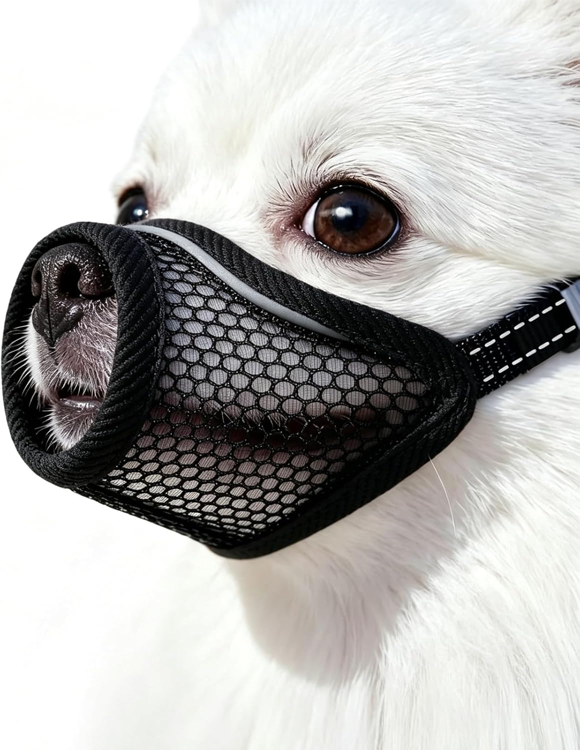 Dog Muzzle, Soft Mesh Muzzles for Small Dogs - Black / L-Snout (6.9"- 7.7")