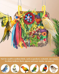 ERKOON Bird Toys, Parrot Toys Foraging Swing Mat Parrot Cage Hanging Toys Birds Grass Mat Climbing - Large grass mat-2 Pack - image 3
