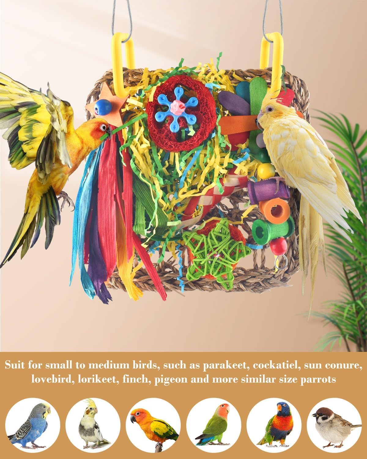 ERKOON Bird Toys, Parrot Toys Foraging Swing Mat Parrot Cage Hanging Toys Birds Grass Mat Climbing - Large grass mat-2 Pack - image 3