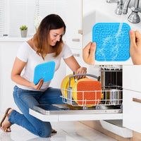 Lick Mat for Dogs - Slow Feeder Licking Mat with Suction Cups for Peanut Butter, Food Treats - Small / 2PCS Blue+Orange - image 4