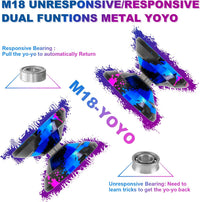 W07 yoyo Professional Metal Trick Yoyo Responsive & Unresponsive – Fun for Kids & Family - 7-Blue Pink Black - image 4