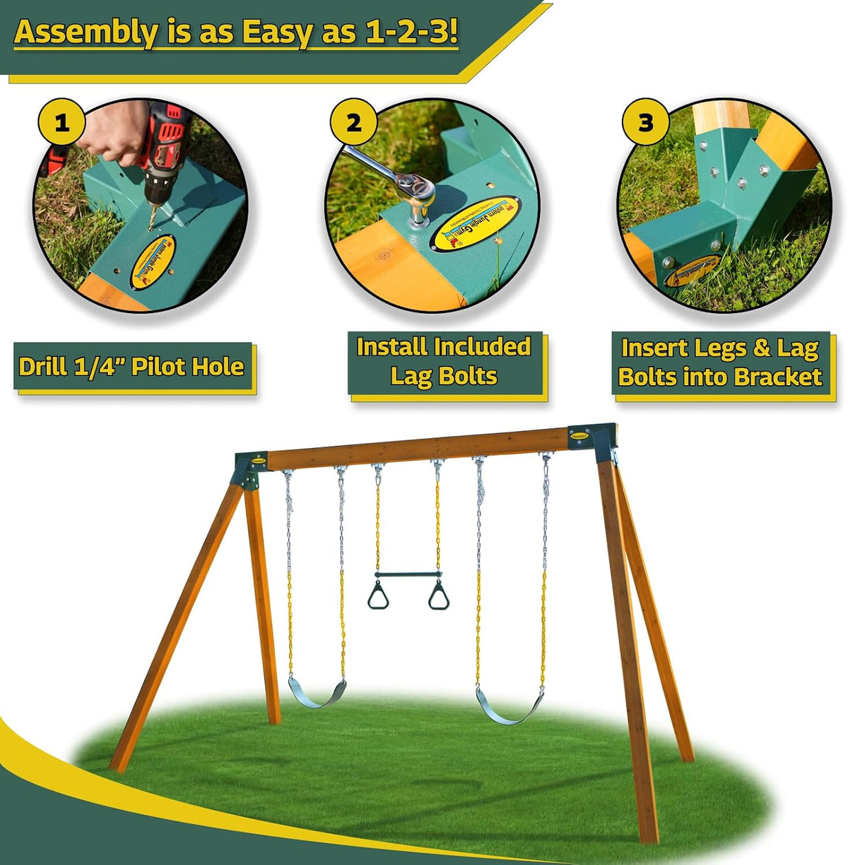 Eastern Jungle Gym Easy 1-2-3 A-Frame 2 Brackets for Swing Set - 2 A-Frame Swing Set Brackets - image 3