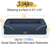 Washable Orthopedic Large Dog Bed - Removable Waterproof Cover with Bolster Machine Washable Extra Large Dog Bed Foam Support XL Large Big Pet Dogs Beds