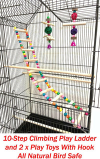 38-Inch Double Roof Top Large Bird Parrot House Cage – Essentials for Birds - 18.0"L x 14.0"W x 38.0"H / Black - image 3