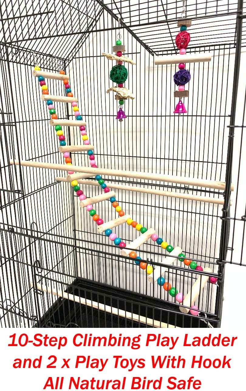 38-Inch Double Roof Top Large Bird Parrot House Cage – Essentials for Birds - 18.0"L x 14.0"W x 38.0"H / Black - image 3