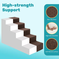 Dog Stairs for Bed, Extra Wide 4-Step Dog Steps for High Bed - White / 5 Steps - image 3
