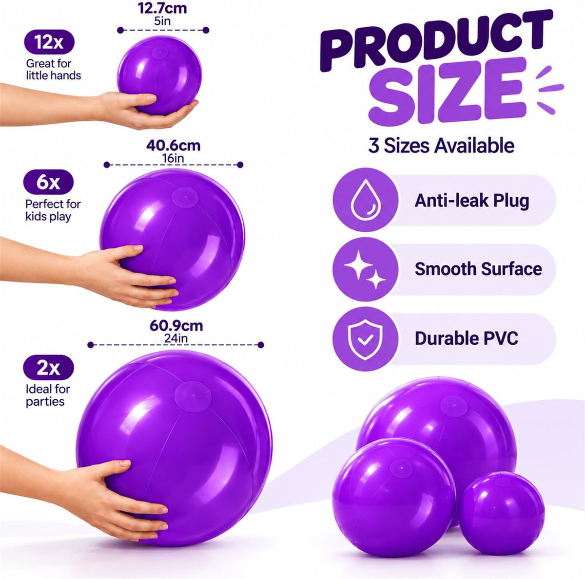 Sratte clear inflatable beach balls in 24, 16 and 5 inch sizes - view 27
