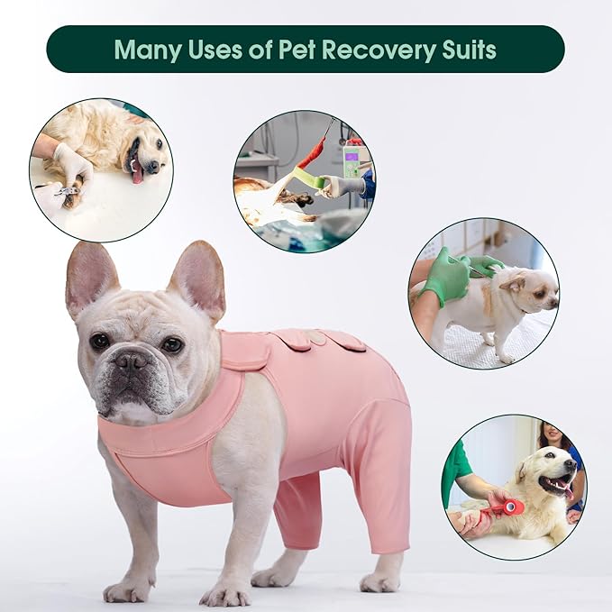Kuoser Dog Recovery Suit for Back Legs, Thigh Wound Protective Sleeve for Dogs, Dog Recovery Sleeve for Female Male Dogs, Dog Onesie After Surgery Pet Surgical Suit for Spay Neuter, Pink XXL