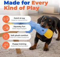 Best Pet Supplies Bunny Buddy Squeaky Plush Dog Toy, Beige - Crinkle Duck (Blue) / Large - image 4