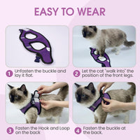 Cat Harness and Leash - Ultra Light Escape Proof Kitten Collar Cat Walking Jacket with Running - Purple / Large - image 3