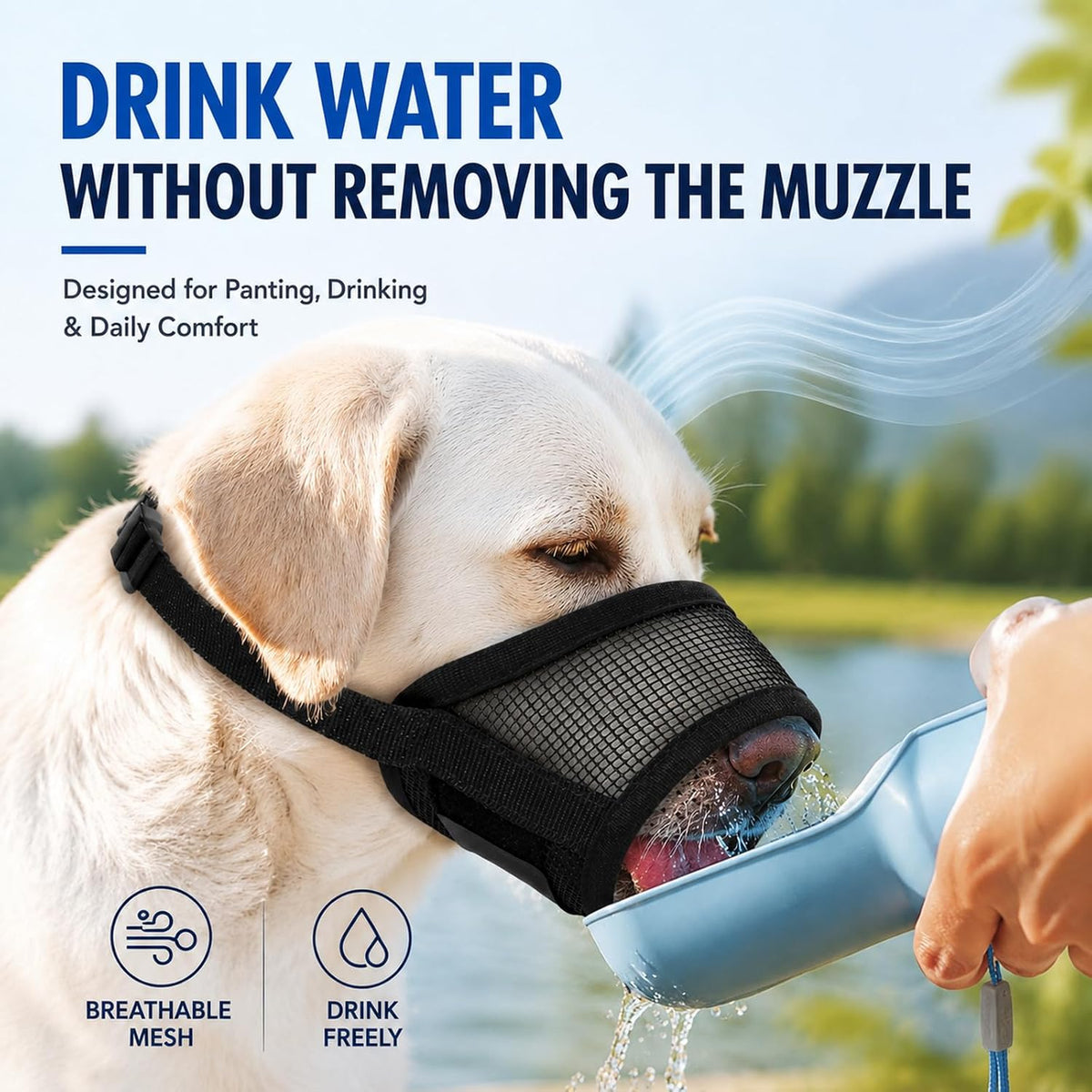 Dog Muzzle, Soft Air Mesh Muzzles for Large Sized Dogs - Black / M - image 3