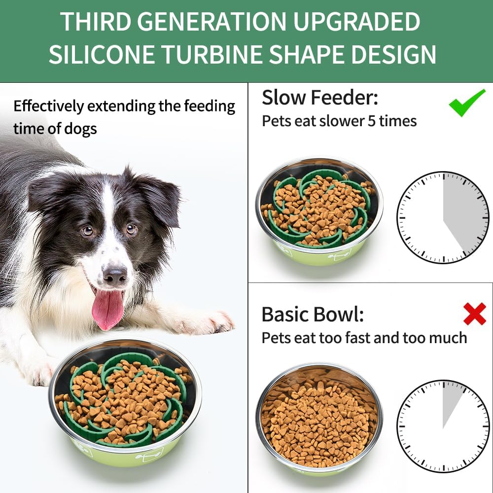 Slow Feeder Dog Bowls Insert - Green - image 2