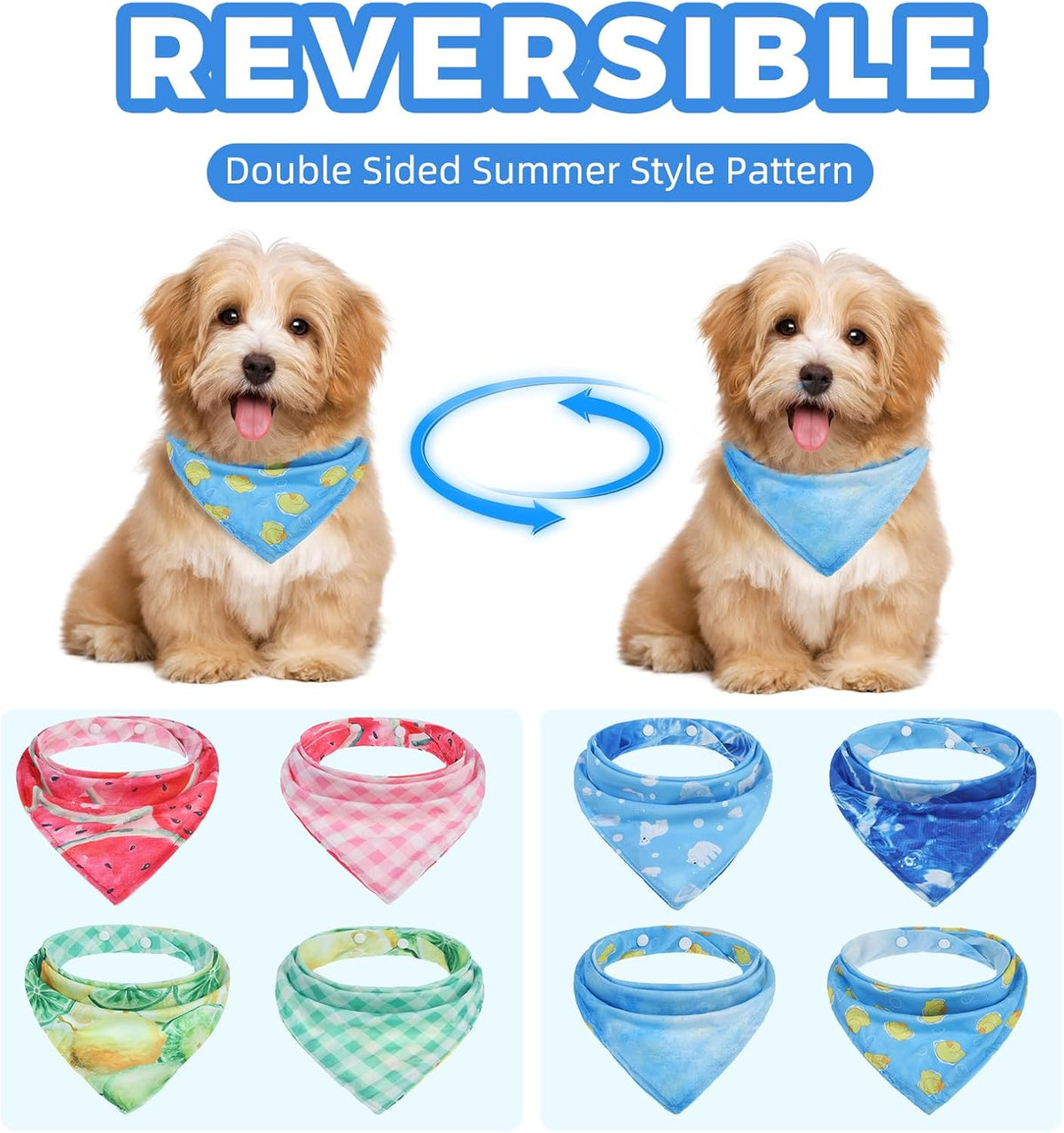 PAWCHIE Dog Bandanas Small Reversible Styles Pet Triangle Scarf Bibs - Summer Style / Small - image 3