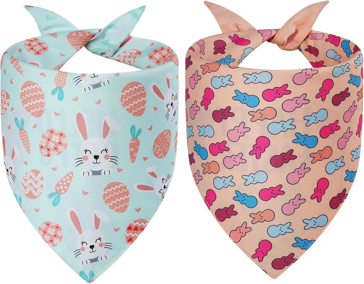 Pink Dog Bandanas Girl Large 2PCS, Summer Spring Plaid Scarf – Essentials for Dogs - easter-26-PEEPS / Large - image 2