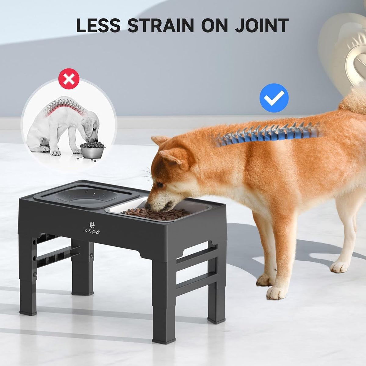 ELS PET Adjustable Elevated Dog Bowls - Stainless Steel Feeder Bowl - image 3
