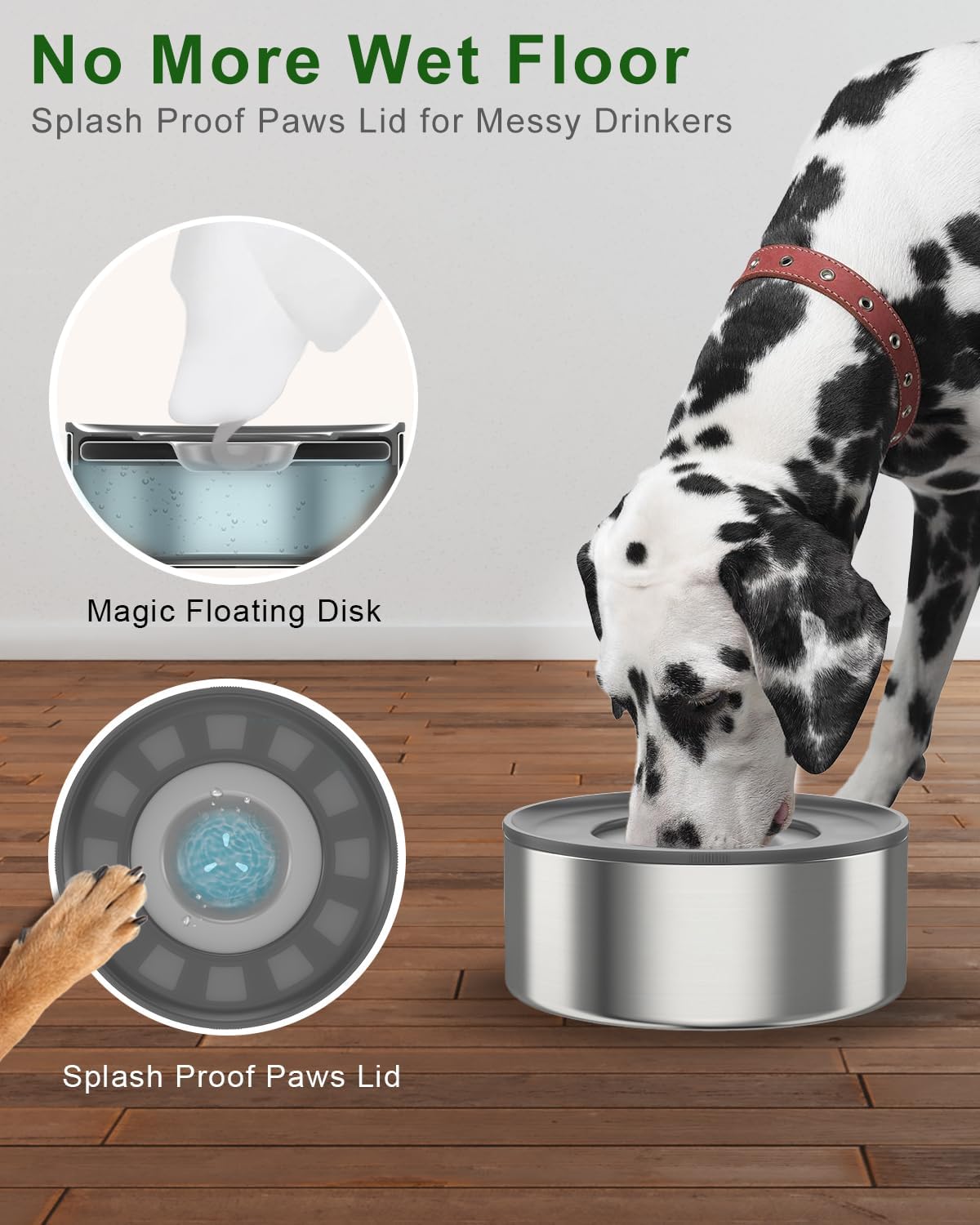 No Spill Dog Water Bowl-1Gallon, 304 Stainless Steel – Essentials for Dogs - Blue - image 3