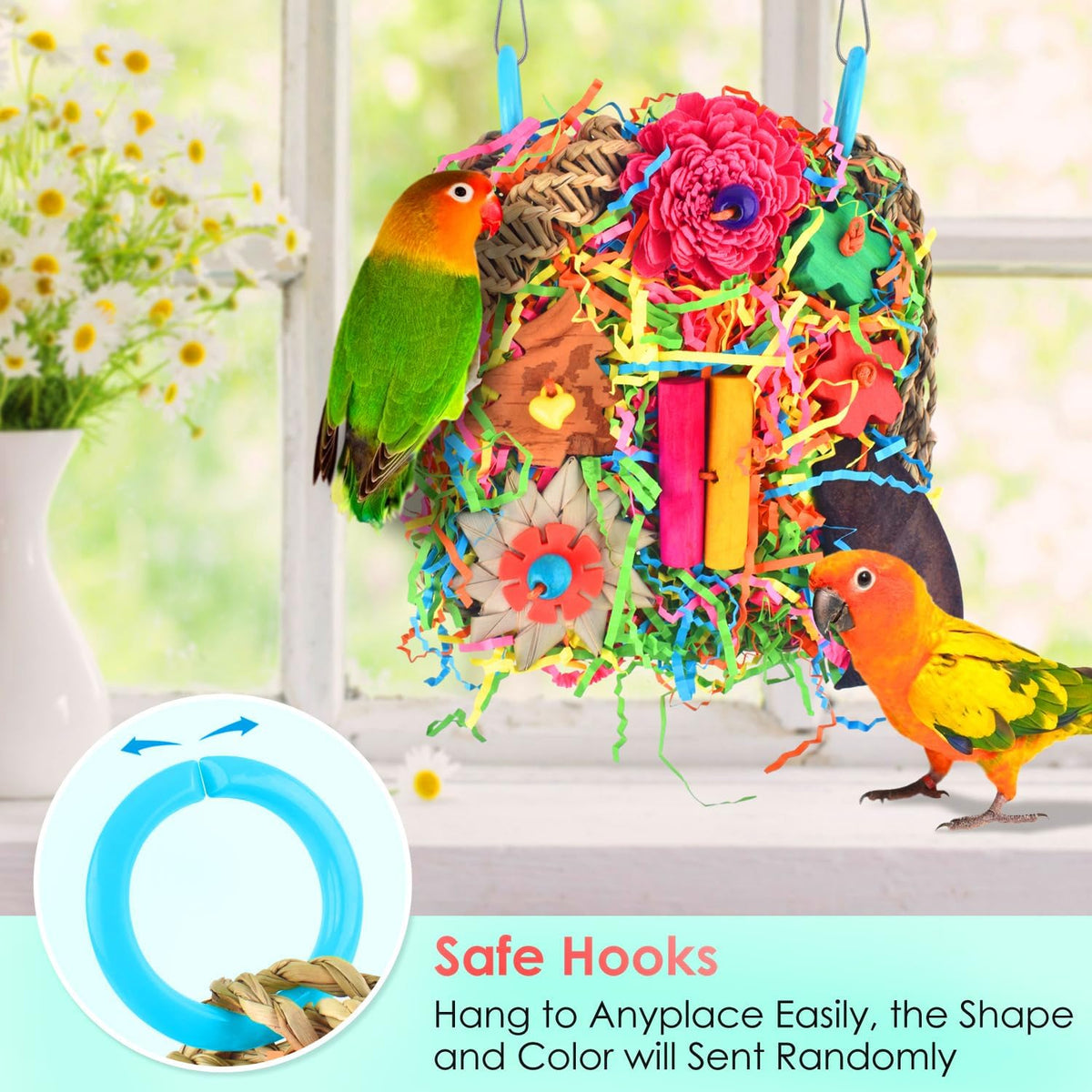 KATUMO Bird Toys, Grass Mat Foraging Climb Toy for Parakeet Cockatiel – Essentials for Birds - Rainbow - image 4