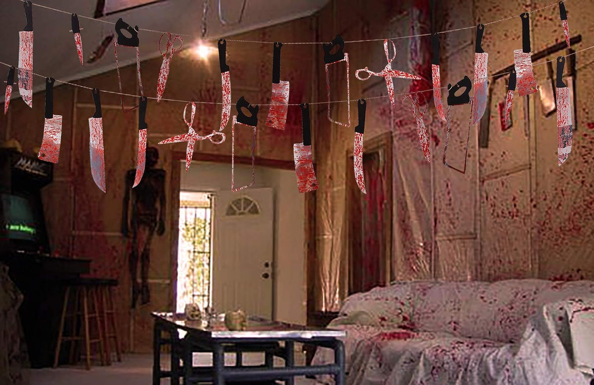 4PCS Halloween Decorations Bloody Banners: Horror Party Garland Decor – Fun for Kids & Family - image 3