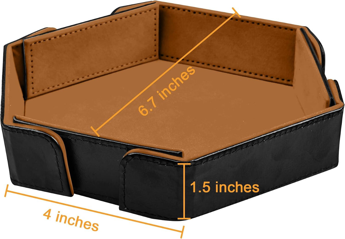SIQUK magnetic folding hexagon dice tray in PU leather with velvet lining - view 12