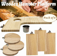 8 Pcs Wooden Hamster Cage Platform Set Wood Juvenile Chinchilla Shelves, Squirrel L-Shape Corner Ledge with Hole Cooling Standing Board Rat Cage Accessories for Gerbil Small Animal Climbing