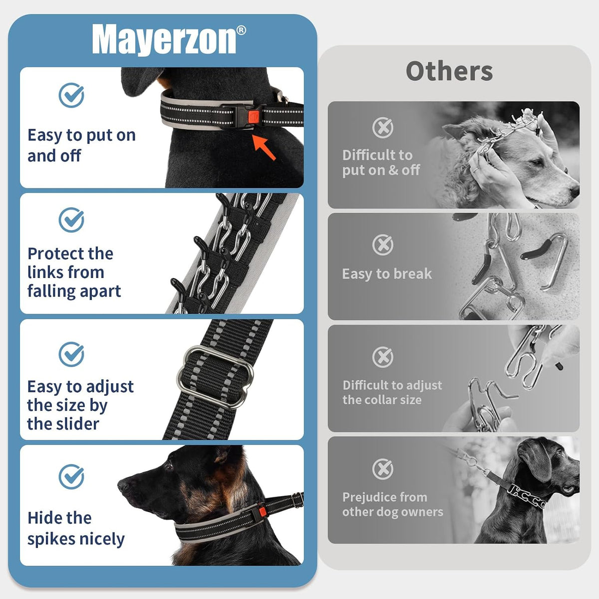 Martingale Dog Training Walking Collar for Pulling, M - Black / Medium,2.5mm,14.5-18.5"Neck - image 2