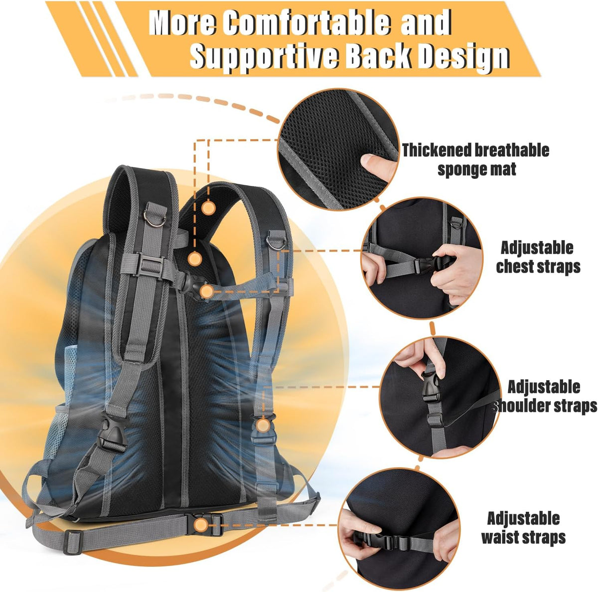 Dog Front Carrier Backpack, Adjustable Breathable Dog Backpack – Essentials for Dogs - Black / Medium (4.5-8lbs) - image 4
