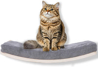 Curved Cat Shelves and Perches - Wood Shelf+Grey Cushion