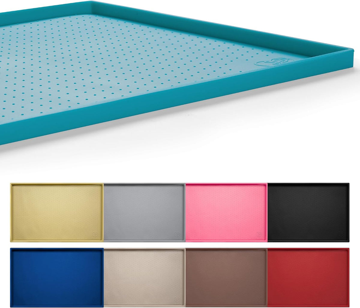 Hubulk Dog Feeding Mat,100% Waterproof Food Grade Silicone Pet Food and Water Bowl - Green(Teal) / 19"l X 12"w