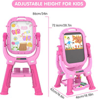 Kids Easel for Toddler Age 3 4 5 Magnetic Double-Sided Drawing Board - Light Pink - image 2