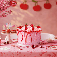 Chunful fake cherry cake toppers with red polyester bows - view 19