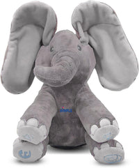 Dimple Kaia Peek-A-Boo Elephant, Interactive Singing Plush Toy - Grey Elephant