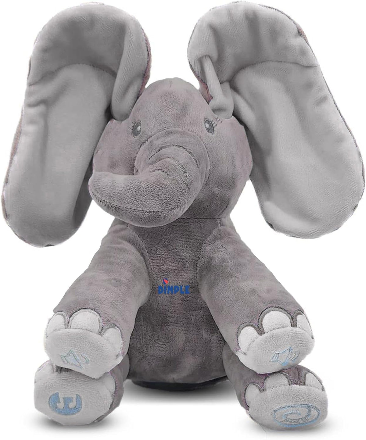 Dimple Kaia Peek-A-Boo Elephant, Interactive Singing Plush Toy - Grey Elephant