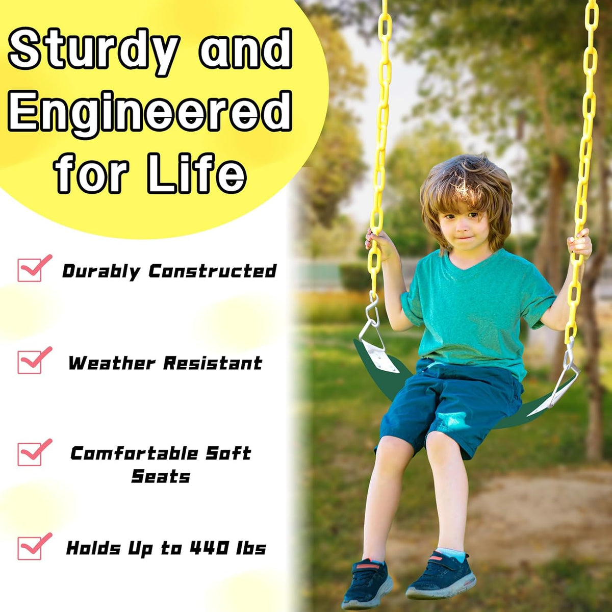 Aobote swing seat replacement 2-pack with soft EVA seats and 66-inch chains - view 10