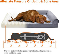 Amazon Basics Living Room Couch Dog Bed with Premium Foam, Pressure-Relief Support for Dogs up to 55lbs, Machine Washable Cover, Large Sized (36" x 27"), Grey