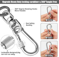 Jenico Dog Tie Out Cable - 10/15/20/30/40/50/70/100/150FT Runner Cable with Swivel Hook and Shock Spring, Outdoor and Camping Dog Leash Run Tether for Small to Medium Pets Up to 500 LBS