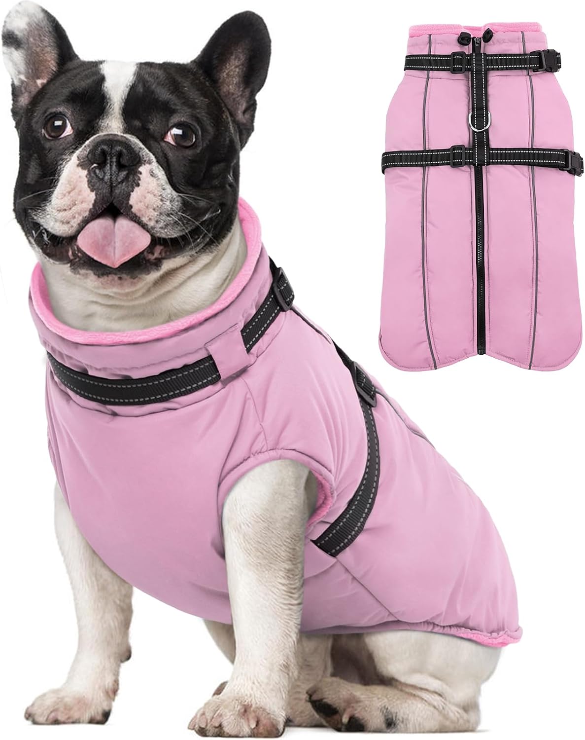 Dog Coat for Large Dogs Waterproof Dog Jacket with Harness Built in – Essentials for Dogs - X-Small / Pink
