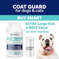 Coat Guard Dry Shampoo for Dogs and Cats - Extra Large 2 lbs Jar, Dog Dry Shampoo Powder, Waterless Dog Shampoo, Anti Itch Relief, Cedar Scented, Anti Dandruff, Hot Spots, Nature's Pure Edge
