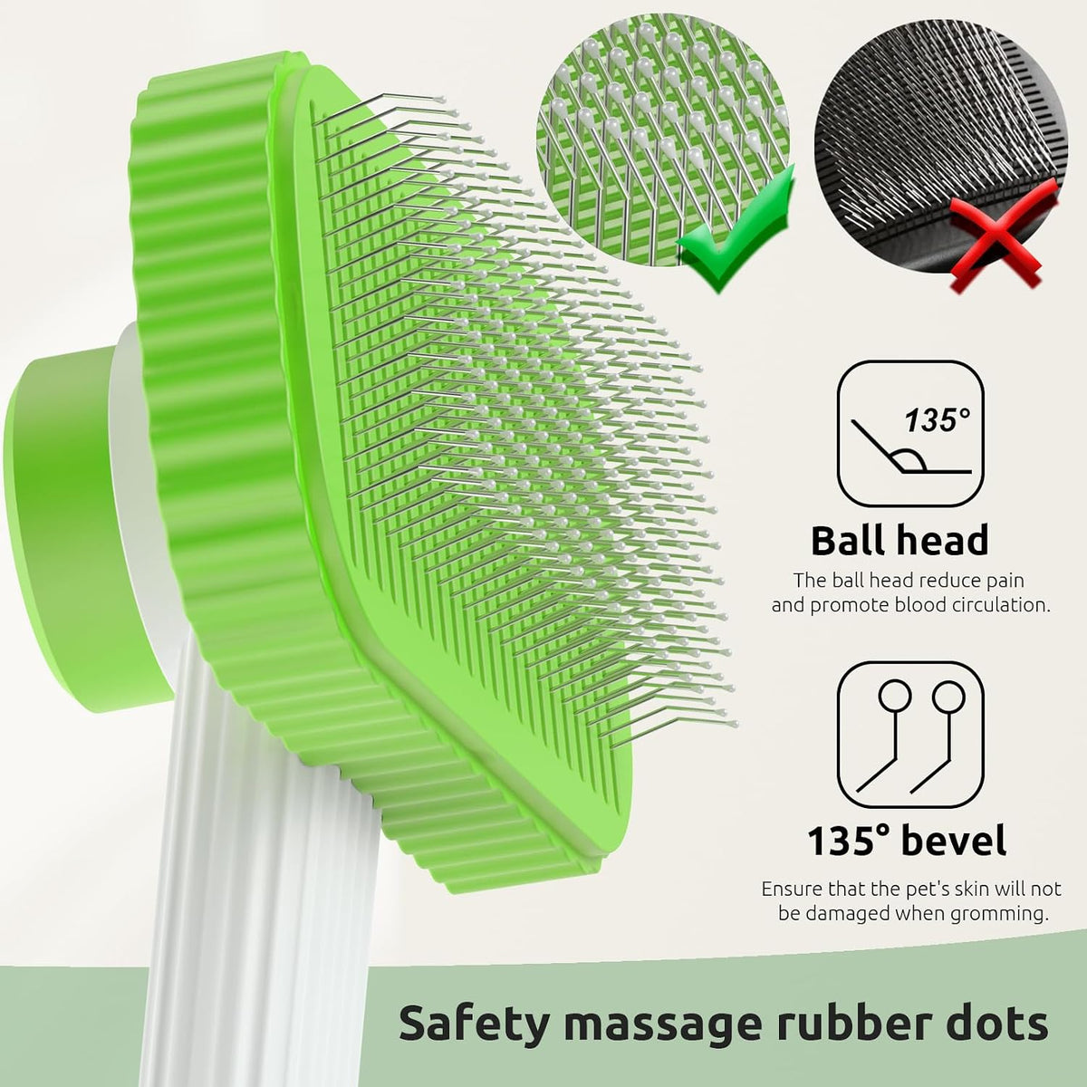 Cat brush, Cat Brush for Long or Short Haired Cats – Essentials for Cats - Green - image 2