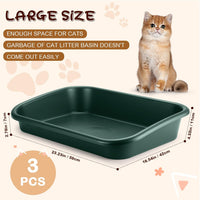 Uiifan 3Pcs Low Entry Cat Litter Box - Dark Green / 23 x 16 x 4.3 - image 2