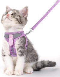 Cat Harness and Leash Set for Walking Escape Proof Vest for Kitten – Essentials for Cats - Purple / Small