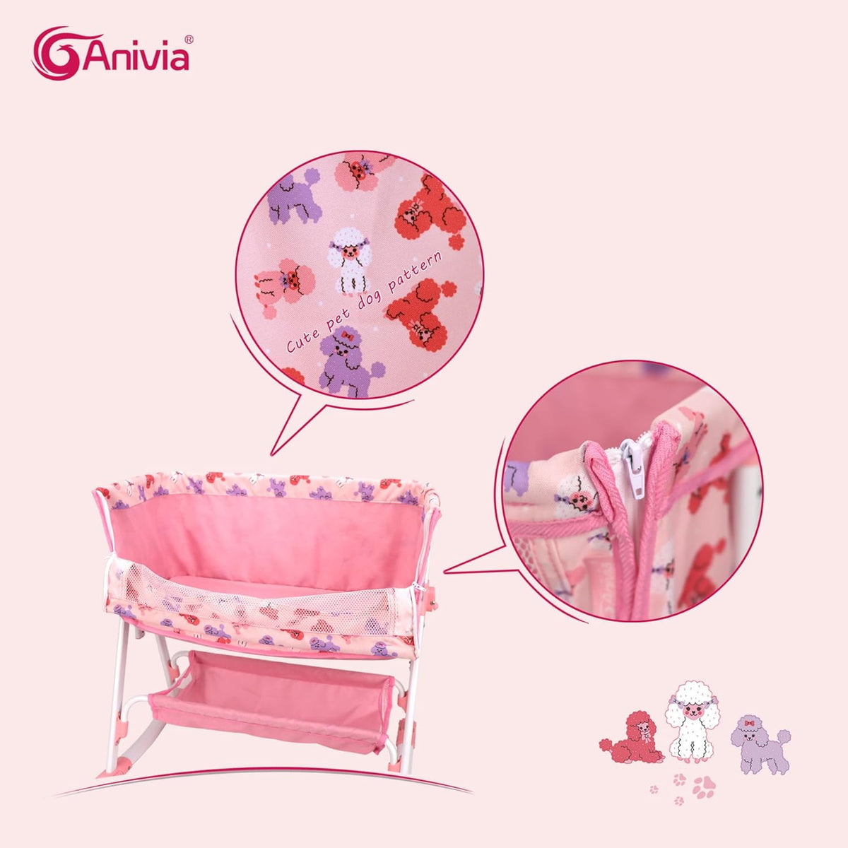 Anivia Stroller Toy Collection Doll Stroller Baby Doll Accessories - DP601PINK - image 3